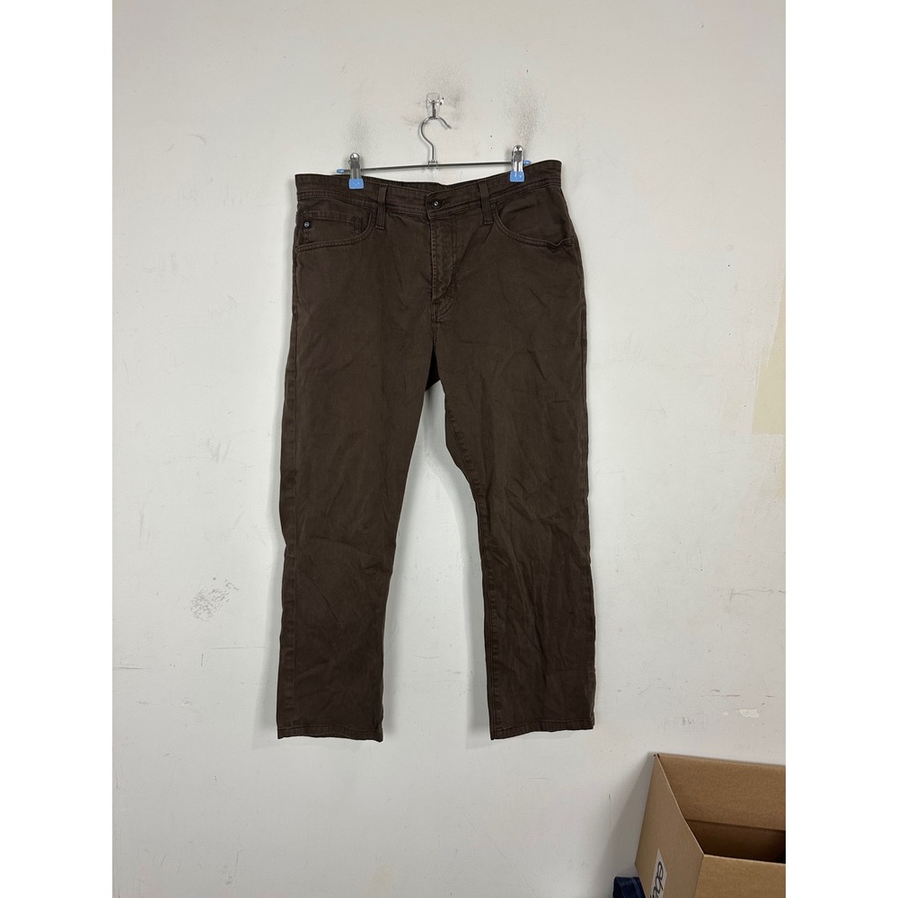 AG Adriano Goldschmied The Everett Slim Straight Brown Pants 34x34 1794SUDDOW